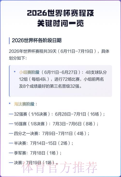 2026世界杯每日赛程完整版最新时间表查询入口 2026世界杯每日赛程完整版最新时间表查询入口